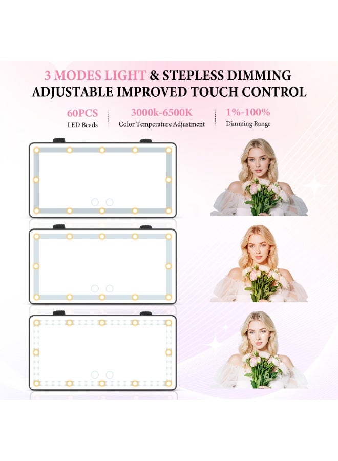 Kibee Car Sun Visor Vanity Mirror - Rechargeable Makeup Mirror with 60 LEDs, 3 Light Modes & Dimmable Touch Control for Cars, Trucks, SUVs, Car Interior Accessories for Women - Image 2