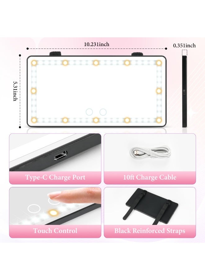Kibee Car Sun Visor Vanity Mirror - Rechargeable Makeup Mirror with 60 LEDs, 3 Light Modes & Dimmable Touch Control for Cars, Trucks, SUVs, Car Interior Accessories for Women - Image 5