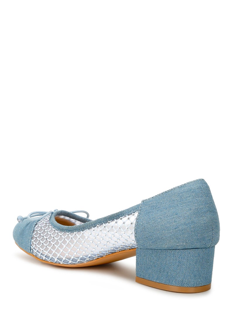 London Rag Rhinestone Detail Denim Ballerinas - Image 3