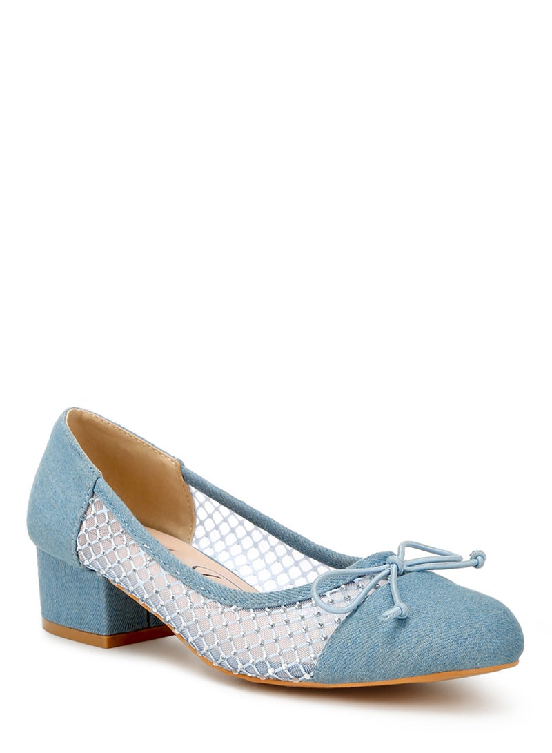 London Rag Rhinestone Detail Denim Ballerinas - Image 2