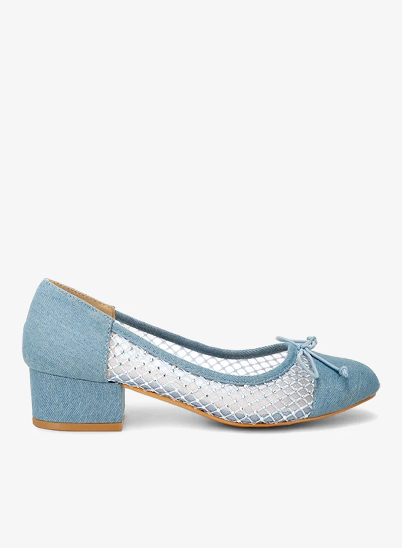 Rhinestone Detail Denim Ballerinas