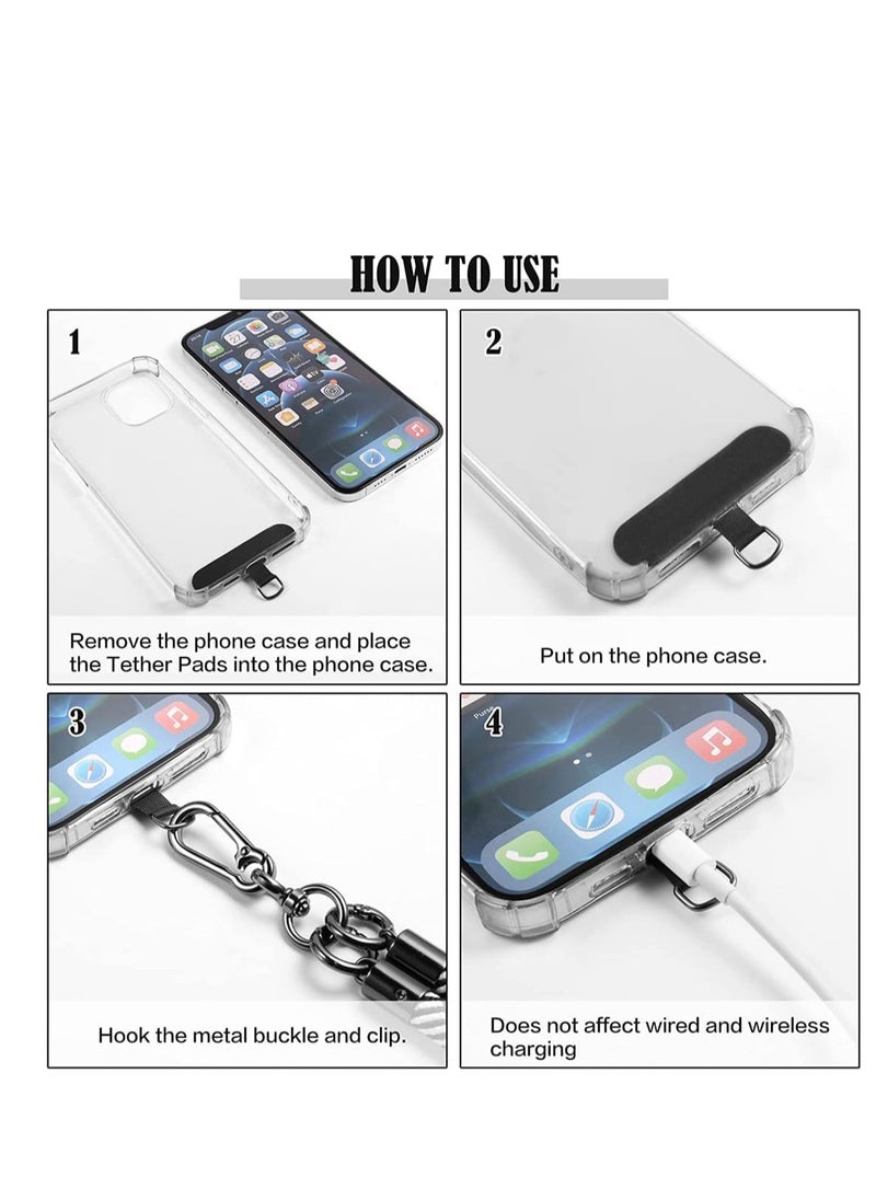 Generic - 120CM Cell Phone Lanyard, Adjustable Crossbody Cell Phone Strap with Additional Hook for Keychain, Wallet- Black/White, 10MM Thick - Image 1
