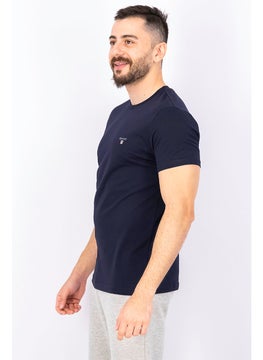GANT Men Crew Neck Short Sleeves Brand Logo T-shirt, Navy  - Image 4