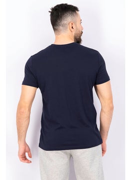 GANT Men Crew Neck Short Sleeves Brand Logo T-shirt, Navy  - Image 3