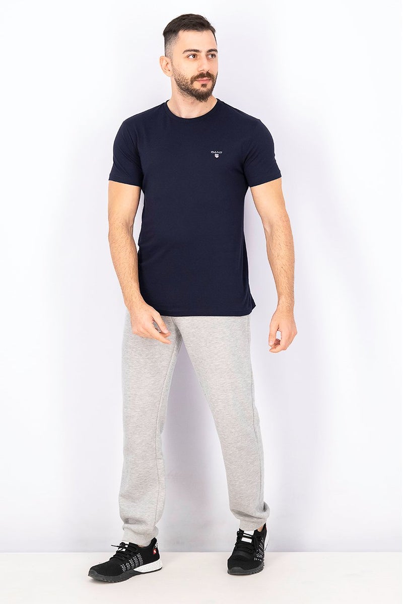GANT Men Crew Neck Short Sleeves Brand Logo T-shirt, Navy - Image 2