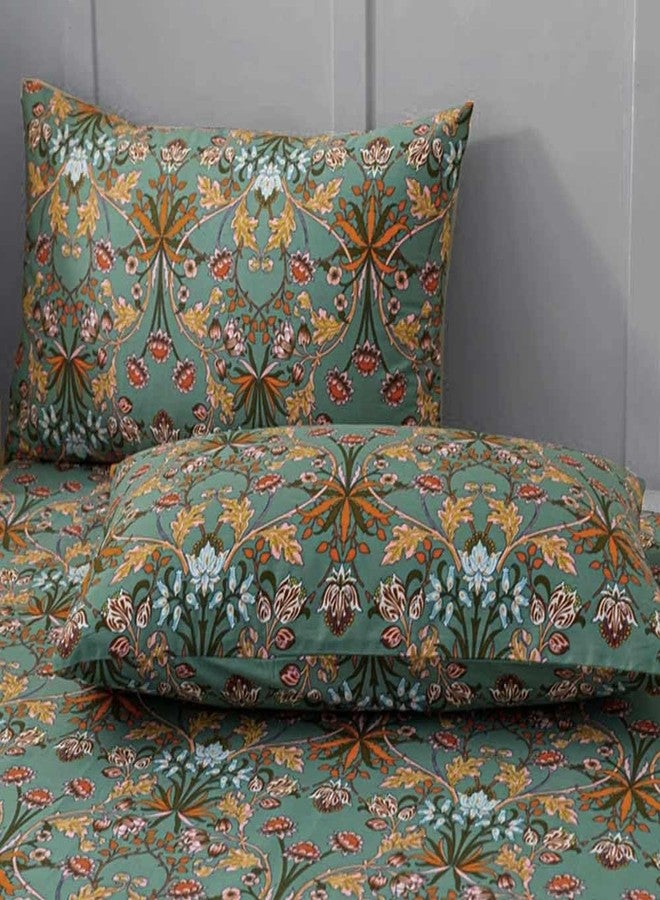 NANKO Bohemia Comforter Set Queen Size, Dark Green Vintage Floral Pattern Printed Bedding Sets - 3 Pcs Soft and Lightweight Duvet Bed in a Bag for Women Boho Bed Home Decor, 90x90 inch - Image 5