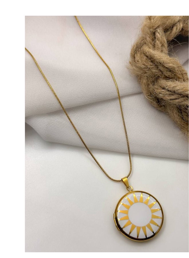 The Black Pearl Accessories Golden White Stainless Steel Pendant Necklace - Image 1