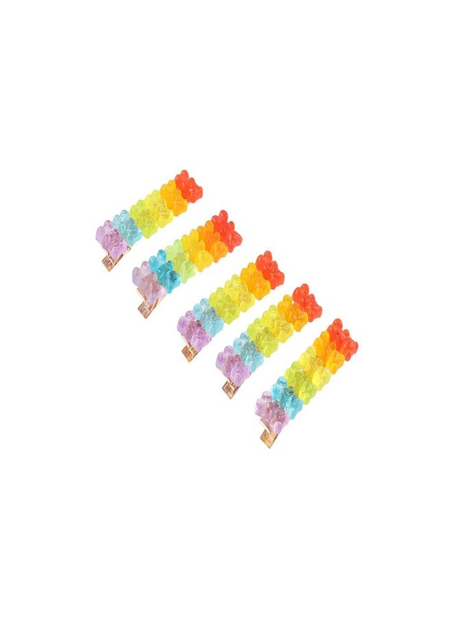 Pokinge 5Pcs Colorful Gummy Bear Hair Clips Candy Color Cartoon Bear Hair Clip Barrette Resin Animal Hairpin Hair Accessories for Women Girls Jewelry Gift - Image 1