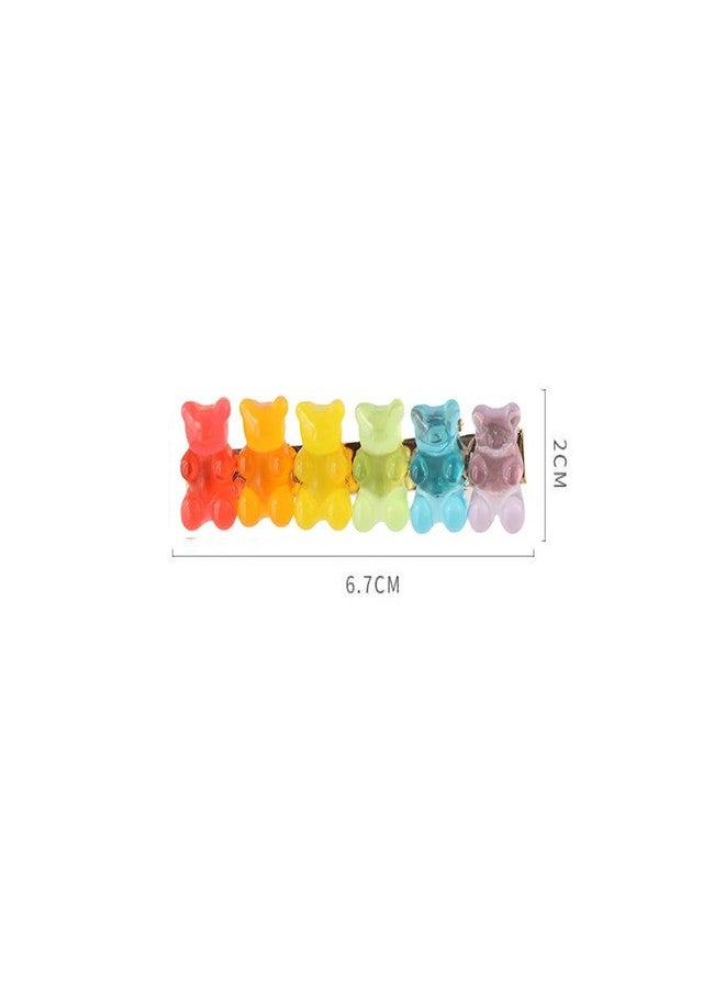 Pokinge 5Pcs Colorful Gummy Bear Hair Clips Candy Color Cartoon Bear Hair Clip Barrette Resin Animal Hairpin Hair Accessories for Women Girls Jewelry Gift - Image 2