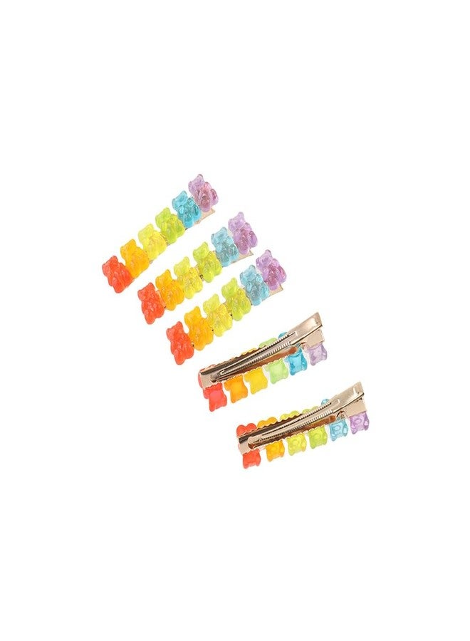 Pokinge 5Pcs Colorful Gummy Bear Hair Clips Candy Color Cartoon Bear Hair Clip Barrette Resin Animal Hairpin Hair Accessories for Women Girls Jewelry Gift - Image 3