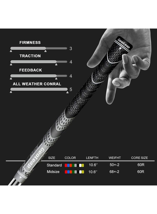 Geoleap Golf Grips Set of 13- Cord Rubber Compound Material, Hybrid Golf Club Grips, All Weather Performance. (Gray, Standard) - Image 5