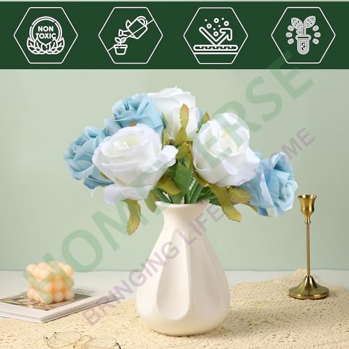 HOMEVERSE 6Pcs Pink+6Pcs Red|Artificial Rose Fake Silk Plants Wedding Valentines Birthday Anniversary Christmas Mothers Day (Pink+Red-12pcs) - Image 3