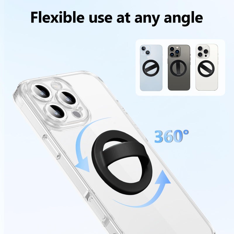 QxbBox Magnetic Silicone Ring Grip Phone Holder, Rotating Finger Loop Ring Grip Holder, Soft and Portable, Strong Magnetic Attraction, Compatible with Magsafe Phone Case (Sparkle White) - Image 5