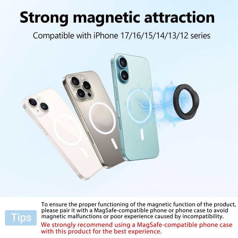 QxbBox Magnetic Silicone Ring Grip Phone Holder, Rotating Finger Loop Ring Grip Holder, Soft and Portable, Strong Magnetic Attraction, Compatible with Magsafe Phone Case (Sparkle White) - Image 4