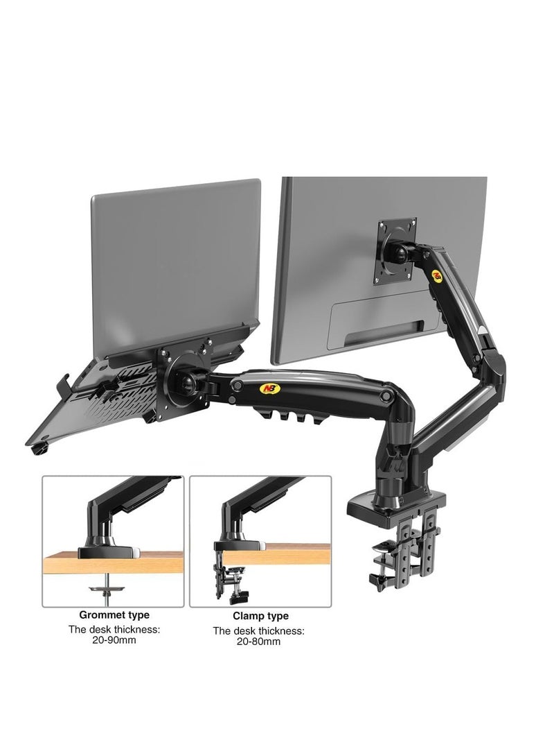 NB North Bayou NB F160-FP Dual Arm 17-27 Inch Monitor Stand and Laptop Holder - Image 4
