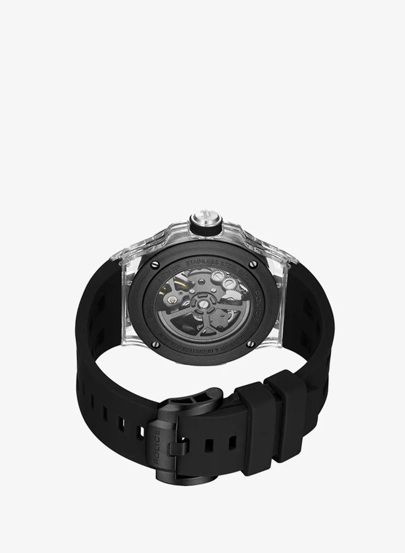 Police Black 2 Men's Cyclone Black Dial Black Silicone Strap Automatic Watch for Men - 43.5mm for Men | Best Price UAE
