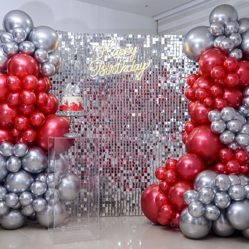 LuoluoHouse Shimmer Silver Sequin Panel-24 Pieces Party Background Engagement Anniversary Stage Decorative - Image 3