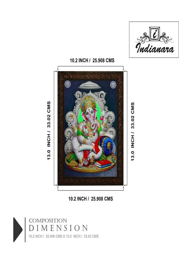 Indianara LORD GANESH Painting -Synthetic Wood, 27x30.5x1cm, Multicolour - Image 2