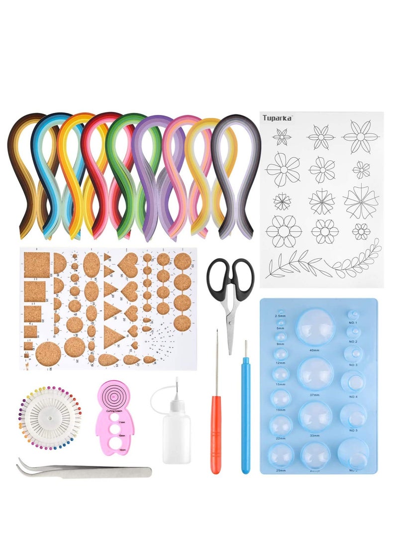 SOLARAE Beginners Handcraft Paper Strips Quilling Tools Kit, 19 Kinds Tools and 900 Strips Paper All-in-one - Image 1