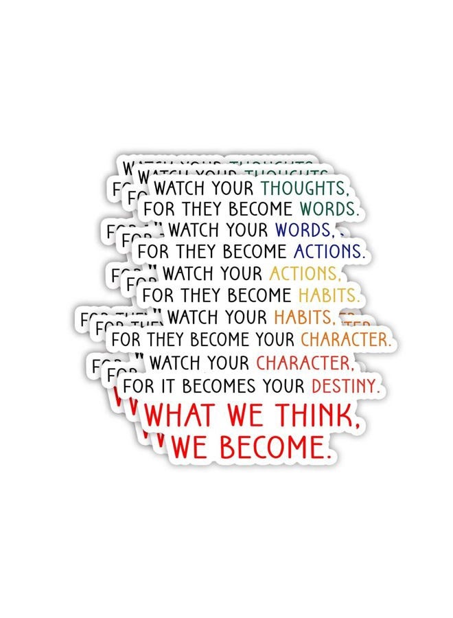 VIEDECA (3Pcs) Watch Your Thought for They Become Words, What We Think We Become Sticker Inspirational Sayings Motivational Vinyl Decals for Tumbler Laptop Water Bottles Books Phone - Size 3x3 Inches - Image 1