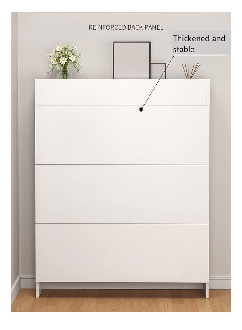DUSALA 3 Tiers Shoe Cabinet With 2 drawers Cupboard Shoe Storage Organiser Pull Down Wooden Furniture Unit White - Image 5