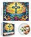 MINIWAN Stained Glass Floral Christian Cross Puzzles for Adults 1000 Pieces Colorful Sunburst Ocean Cross Jigsaw Puzzle Religious Gift for Christian Believers 275x197 Inch - Image 4