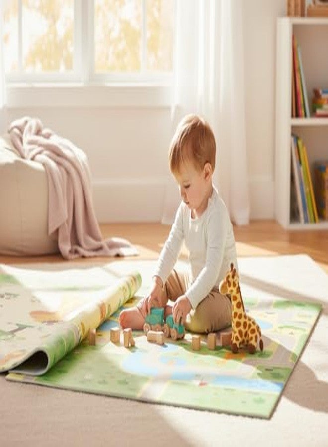 سجادة لعب للأطفال قابلة للعكس من TinyPlay بتصميم الطريق والزرافة، مناسبة للأطفال من عمر 0-3 سنوات، سمكها 0.6 سم، مقاومة للماء، للأطفال من عمر 0-12 شهرًا، مقاس 6.5 × 5 قدم - Image 3