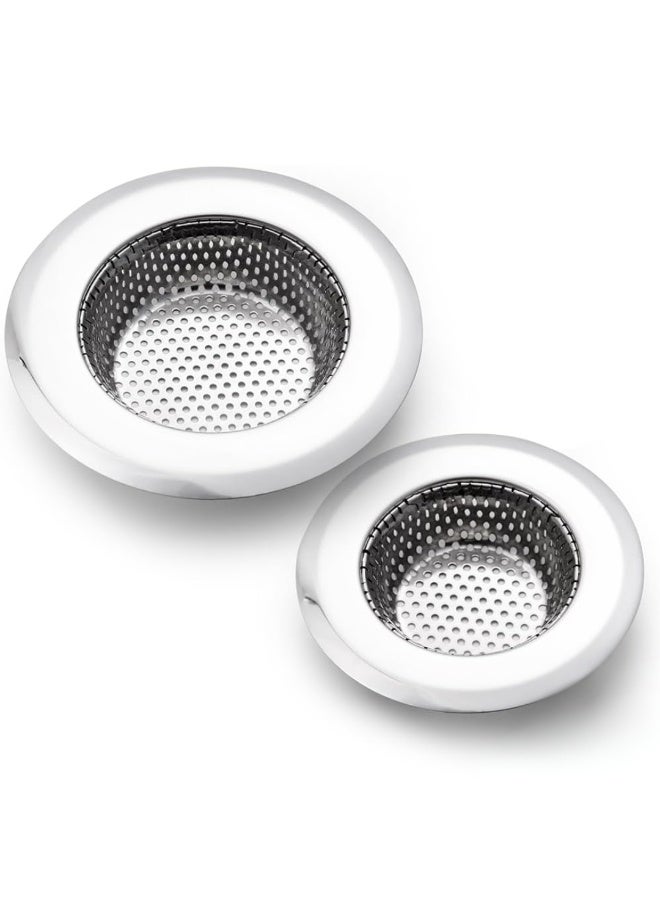 لوكاداه قطعتان من مصفاة حوض المطبخ المصنوعة من الفولاذ المقاوم للصدأ، فلتر تصريف شديد التحمل، سدادة حوض قابلة للإزالة لمنع الانسداد، سلة شبكية مقاومة للصدأ، مصيدة نفايات، مصيدة شعر للمطبخ، حوض الحمام، حوض الغسيل، واقي تصريف حوض عالمي - Image 1