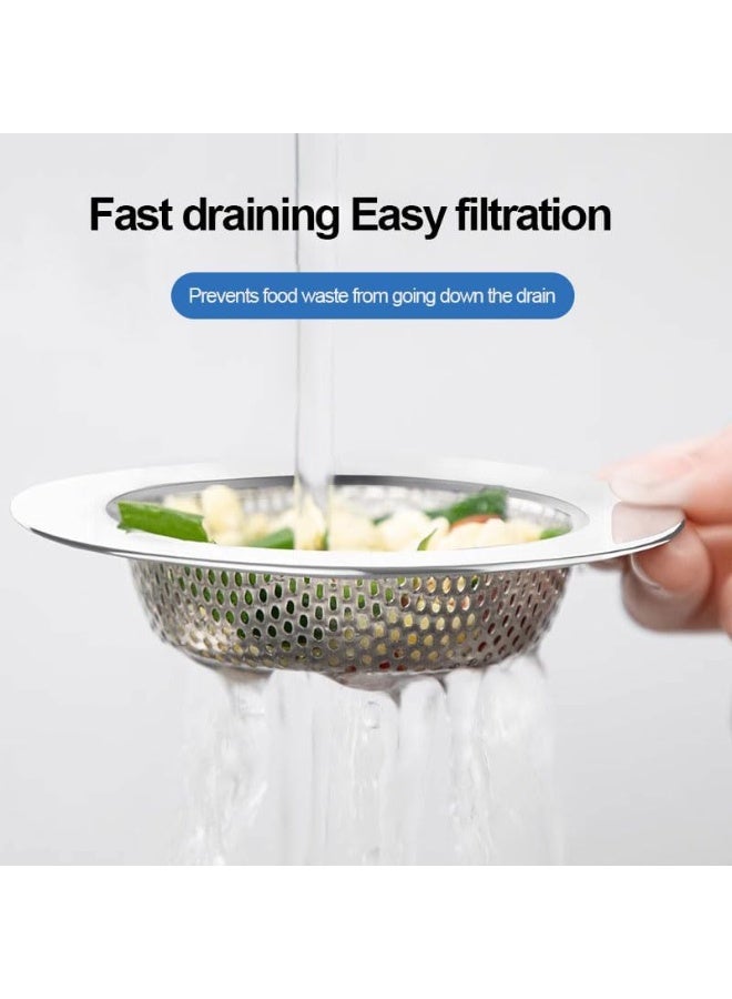 لوكاداه قطعتان من مصفاة حوض المطبخ المصنوعة من الفولاذ المقاوم للصدأ، فلتر تصريف شديد التحمل، سدادة حوض قابلة للإزالة لمنع الانسداد، سلة شبكية مقاومة للصدأ، مصيدة نفايات، مصيدة شعر للمطبخ، حوض الحمام، حوض الغسيل، واقي تصريف حوض عالمي - Image 3