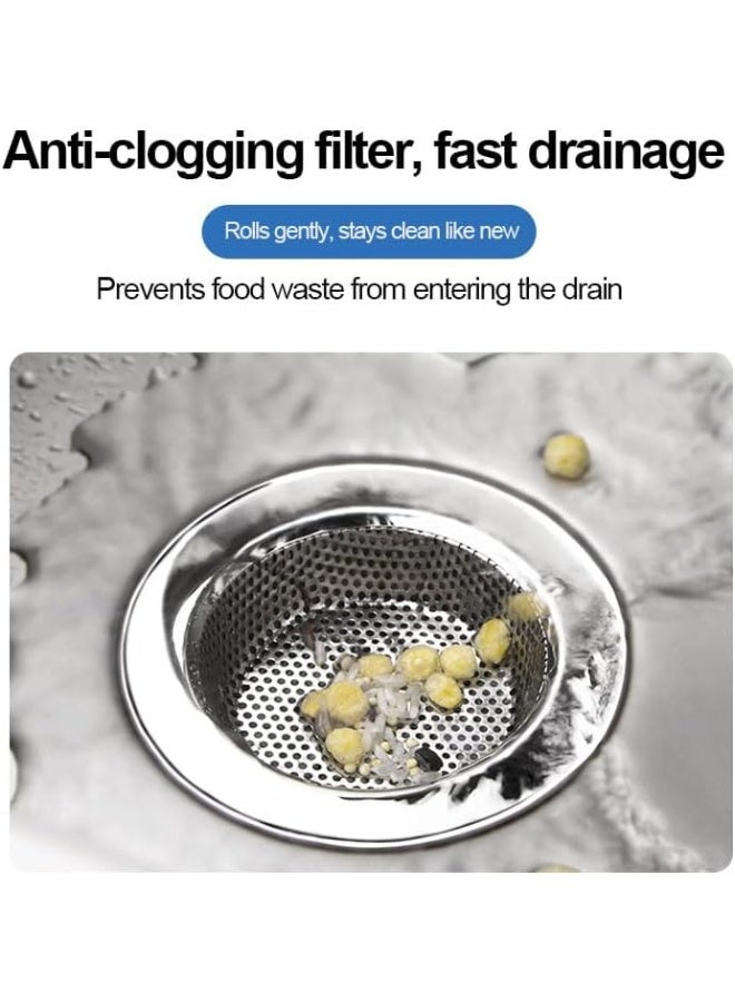 لوكاداه قطعتان من مصفاة حوض المطبخ المصنوعة من الفولاذ المقاوم للصدأ، فلتر تصريف شديد التحمل، سدادة حوض قابلة للإزالة لمنع الانسداد، سلة شبكية مقاومة للصدأ، مصيدة نفايات، مصيدة شعر للمطبخ، حوض الحمام، حوض الغسيل، واقي تصريف حوض عالمي - Image 4