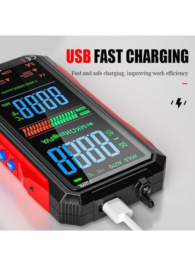 FS899L مقياس متعدد رقمي قيمة حقيقية للجذر التربيعي 6000 شحنة USB C قابل لإعادة الشحن شاشة بإضاءة خلفية - Image 4