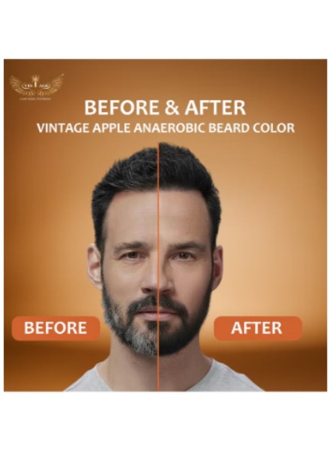 Vintage Apple Anaerobic Beard Color Cream 10-in-1 – Natural Black Beard & Hair Dye, 5 Minutes Fast Action, Italian Formula, 200ml Complete Kit(Natural Black, V44B) - Image 3