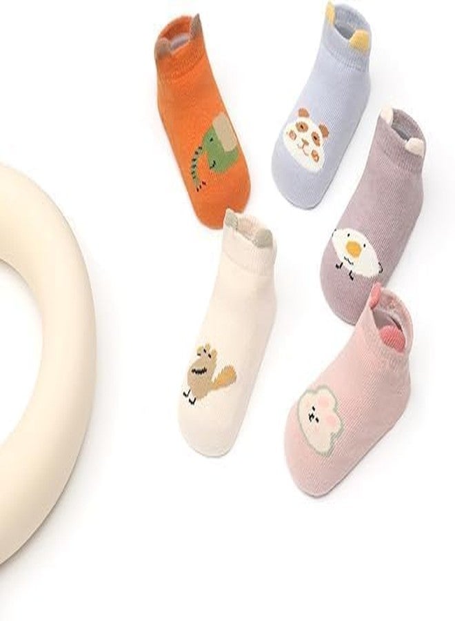 ZINLEY Baby Anti-Slip Cartoon Socks for Boys & Girls | Soft Cotton Non-Skid Socks with Grips for Infants & Toddlers | Breathable, Stretchable, Cute Animal Printed Baby Footwear (Animal Socks) - Image 3