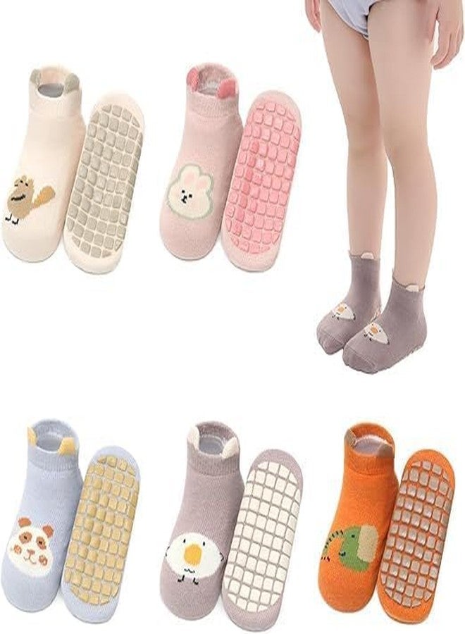 ZINLEY Baby Anti-Slip Cartoon Socks for Boys & Girls | Soft Cotton Non-Skid Socks with Grips for Infants & Toddlers | Breathable, Stretchable, Cute Animal Printed Baby Footwear (Animal Socks) - Image 1