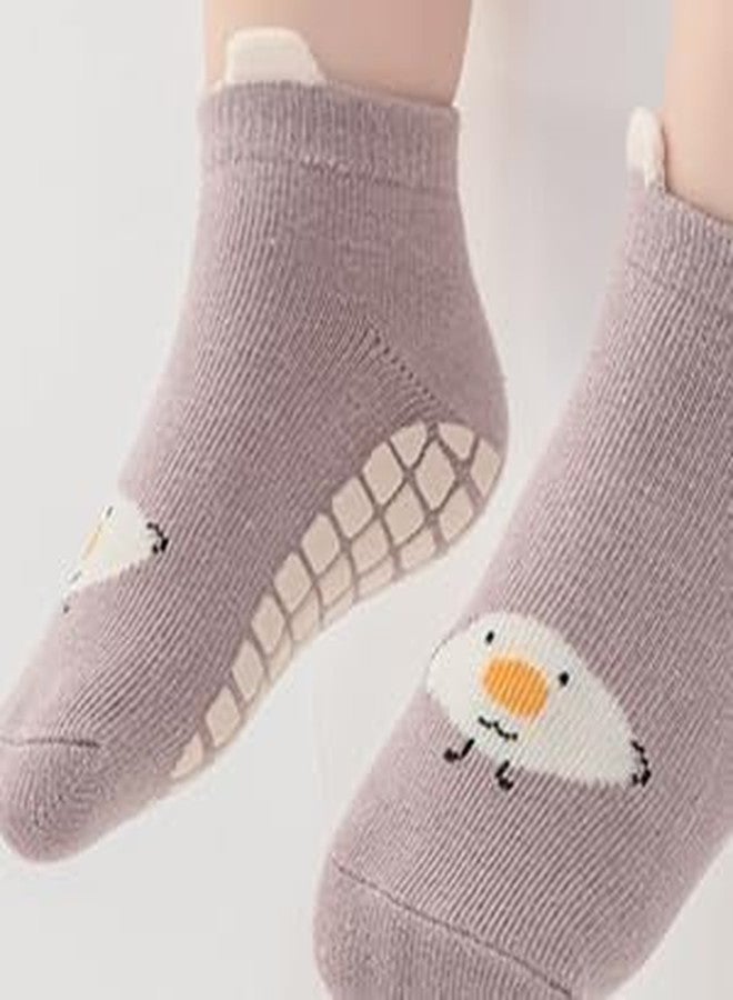 ZINLEY Baby Anti-Slip Cartoon Socks for Boys & Girls | Soft Cotton Non-Skid Socks with Grips for Infants & Toddlers | Breathable, Stretchable, Cute Animal Printed Baby Footwear (Animal Socks) - Image 4