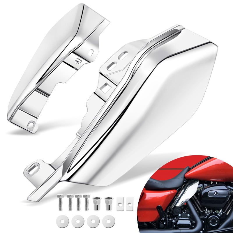 Benlari Chrome Mid Frame Air Deflectors Heat Shields Deflector 20092024 Compatible for Harley Davidson Touring Street Glide Road Glide Electra Glide Road King Ultra Limited Tri Glide CVO
