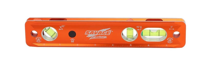 Swanson Tool Co. , Inc Swanson Tool Co TLL049M Savage Lightning Aluminum Torpedo Magnetic Illuminated Levels, 9", 3 Vials - Image 1