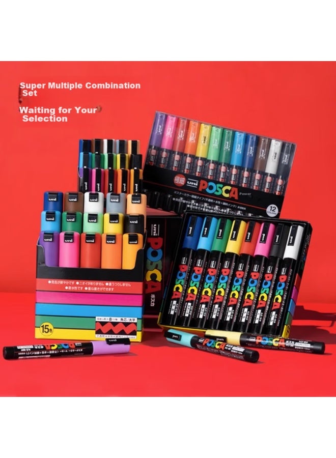 Uni Mitsubishi (Uni) Posca Series Markers (Medium Size), Colorful Poster Advertising Marker, Office Drawing Hand-Drawn Graffiti Pen, Pc-5M, Light Orange, Single Pen - Image 5