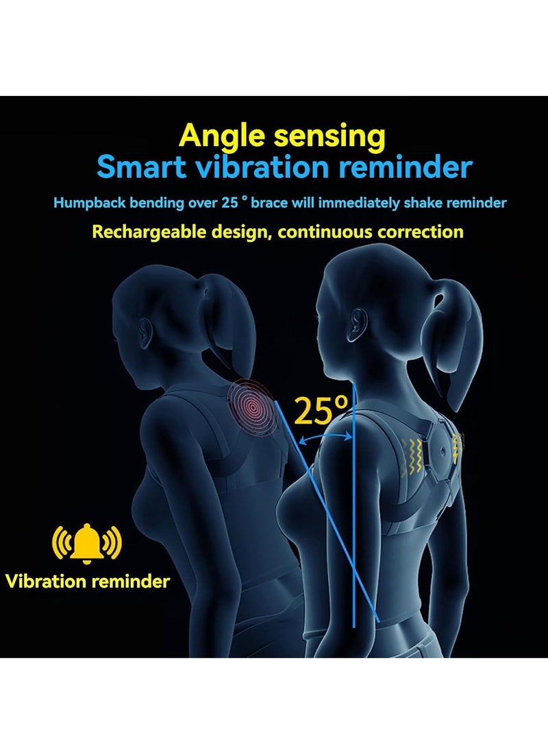 GUDOO دعامة ظهر علوية ذكية لتصحيح الوضعية مع تذكير ذكي بالوضعية تساعد على الحفاظ على الوضعية الصحيحة للحفاظ على عادة جيدة، مدرب وضعية الجسم للنساء والأطفال والرجال - Image 3