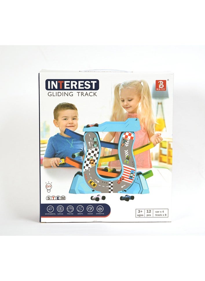 Toys Car Ramp Racer Toy Vehicle Track Set for Toddler 1 2 3 Year Old Boys Girls Gifts,Garage Playset with 4 Mini Racers & Building Parking Lot  - Image 1