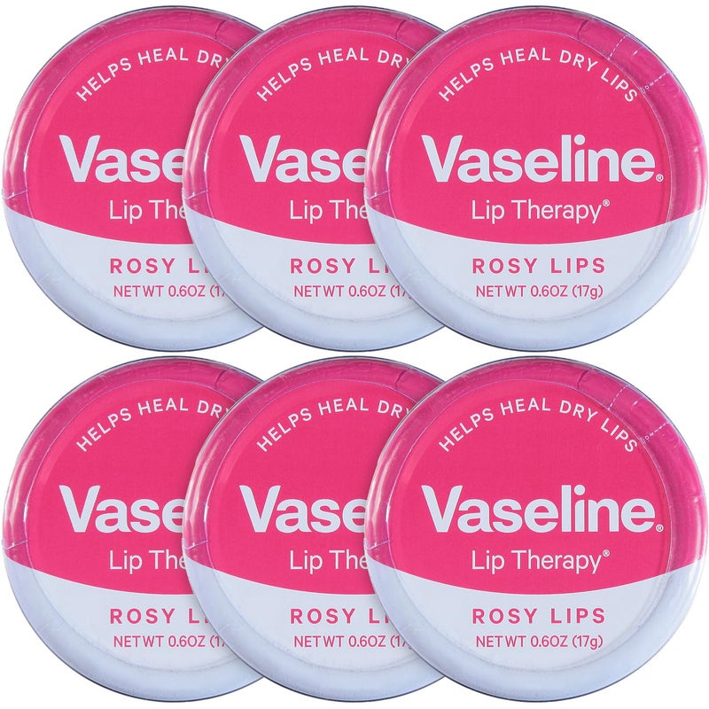 Vaseline Lip Therapy Lip Balm Tin Rosy Lips 0.6 oz 6 Count - Image 1