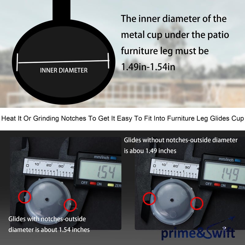 prime&swift 24 Pack Of 1-1/2"" Wrought Iron Patio Furniture Feet Glides Cups By Prime&Swift Furniture Legs And Tables Easy To Install - Image 3