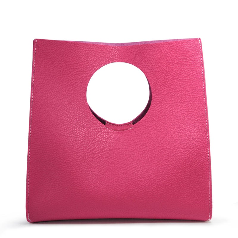 HOXIS Vintage Minimalist Style Soft Pu Leather Handbag Clutch Small Tote (Hot Pink) - Image 1
