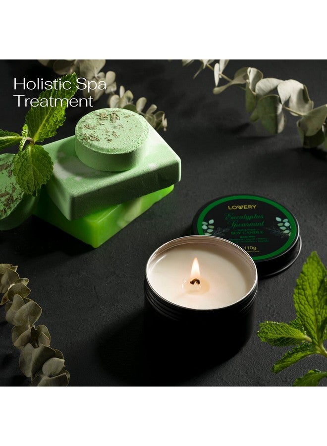LOVERY Christmas Eucalyptus Spearmint Bath Set, Home Spa Set with Natural Mint Fragrance, 17 Pcs Gift Basket, Eucalyptus Bath Oil, Shower Gel, Bubble Bath, Bath Crystal, Steamer Tablet & More, Birthday Gift - Image 3