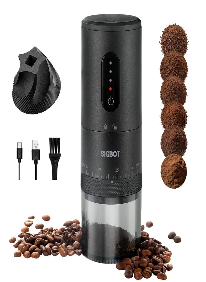SIGBOT Portable Electric Burr Coffee Grinder -38 External Grind Settings - 1.7X Faster Grinding-Conical Ceramic Burrs&2000mAh Battery-Espresso Grinder for Travel, Camping, Home,Office - Image 1