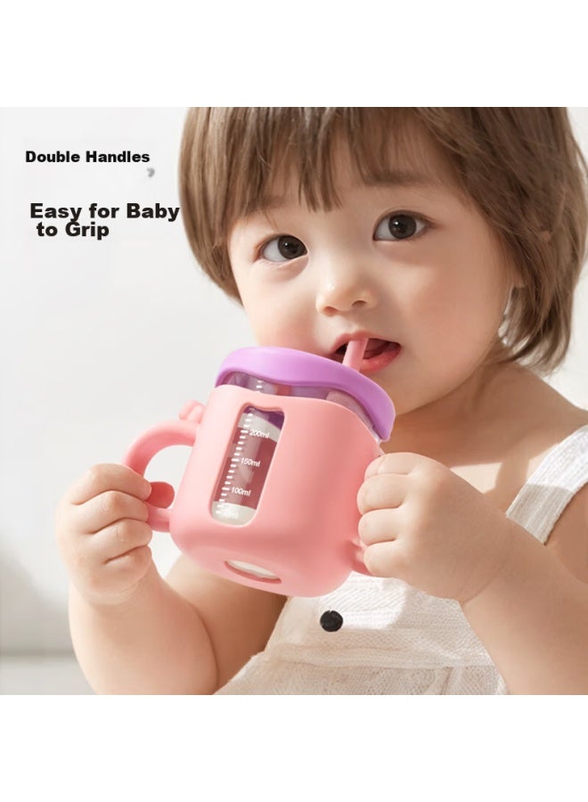 Cookss Children's Milk Cup With Scale, Shatterproof Straw Cup For 1-3 Year Old Babies, Learning Cup, Glass Water Cup, Orange - Image 5
