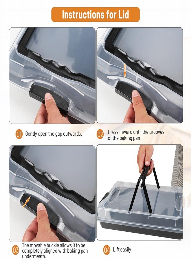 Spmarkt Ceramic-Coated Non-Stick Baking Pan with Carry Lid, 15inchx10inch Rectangular Cookie Sheets for Baking, Easy to Clean, Ovan Safe Baking Tray, Ideal for Party, and Outdoor Picnics (Black) - Image 5