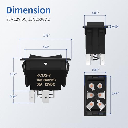 DAIERTEK مفتاح دايرتيك UP Down مؤقت لعكس القطبية - 12V 30A DPDT مفتاح عكس القطبية لرافعة الطاقة RV & مثبت مقطورة 5th Wheel - Image 2