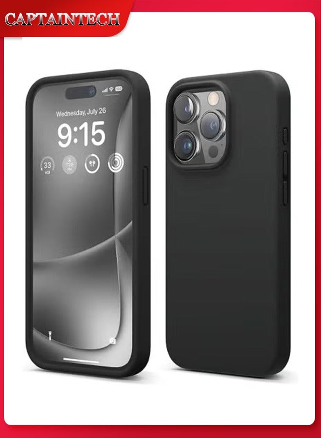 Captaintech iPhone 15 Pro Liquid Silicone Case (6.1) -Grade Shockproof Cover with Anti-Scratch Coating u0026 Plush Microfiber Lining | Slim Full-Body Protection - Image 1