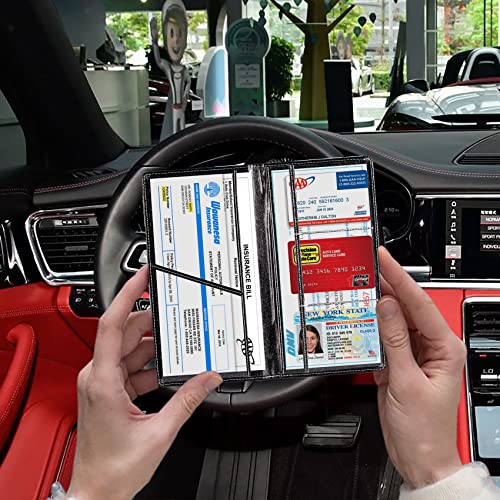TOURSUIT Car Registration and Insurance Card Holder, Vehicle License Document Glove Box Compartment Organizer, Interior Car Accessories for Women Men Teens (Glitter Black) - Image 5